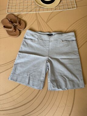 Hilary Radley Light Blue Pinstripe Shorts